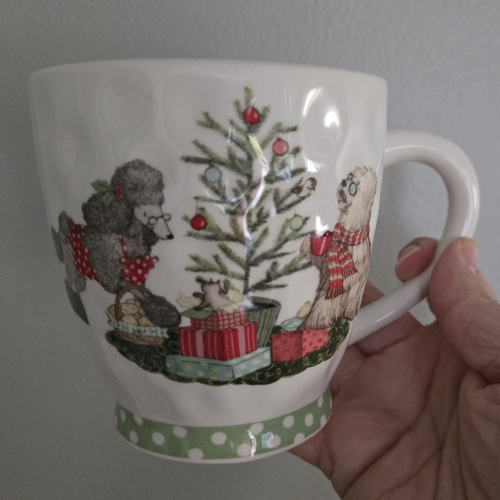 Pier1 Park Avenue Puppies Christmas Morning Mug